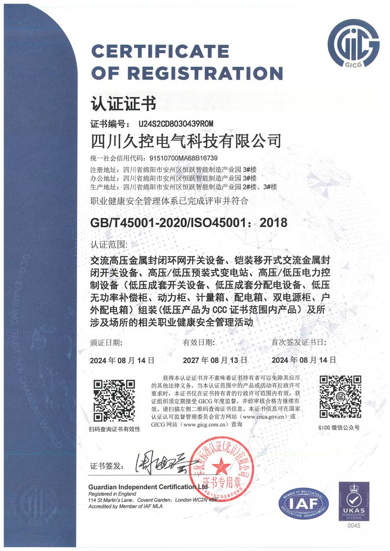 ISO 45001 certificate preview